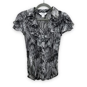 Allison Taylor Crinkle Top Womens Small Black Y2K 90s Artsy Abstract Eclectic